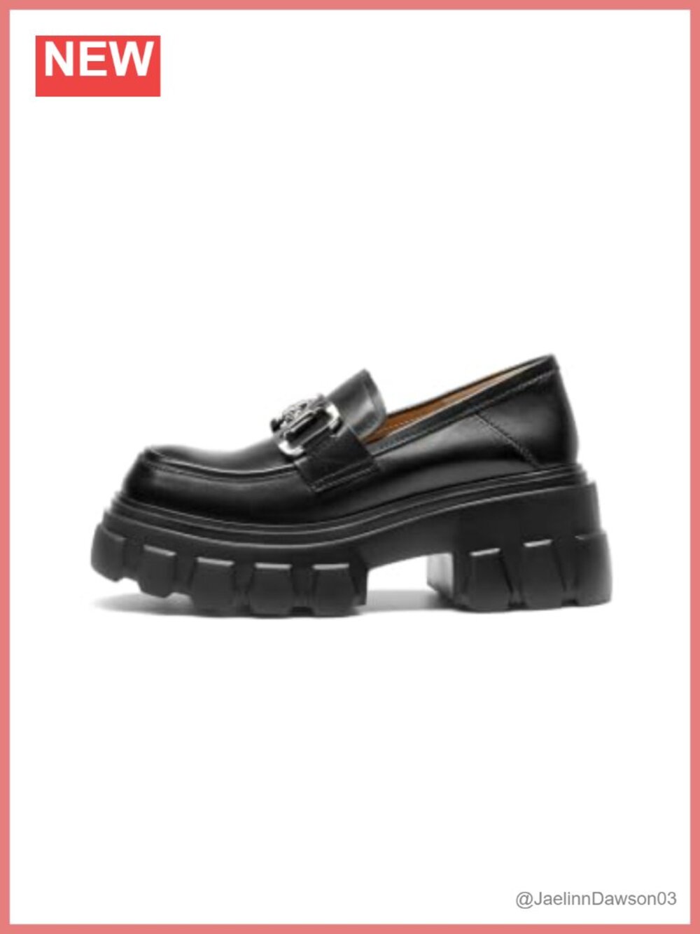 Women's Chunky Platform Loafers Genuine Calfskin Slip On Dress Shoes